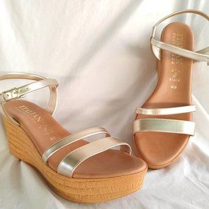 Italian Gold Wedge Sandals